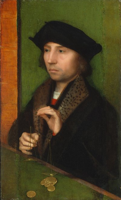 Mann, der Gold wiegt von Adriaen Isenbrandt or Isenbrant